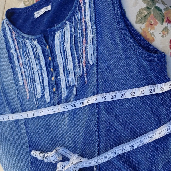 Free People Oversize Sleeveless Denim Color Knit Top by We The Free line XS - Picture 6 of 13